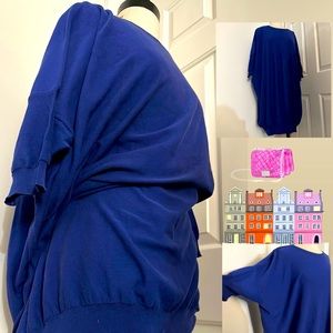 Italian Sapphire Cobalt Sweater Dress with Short Sleeve